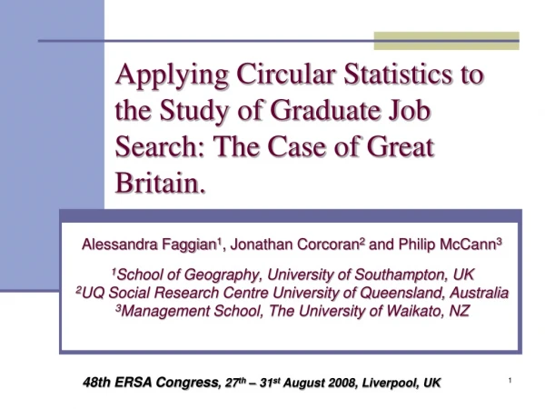 Applying Circular Statistics to the Study of Graduate Job Search: The Case of Great Britain.