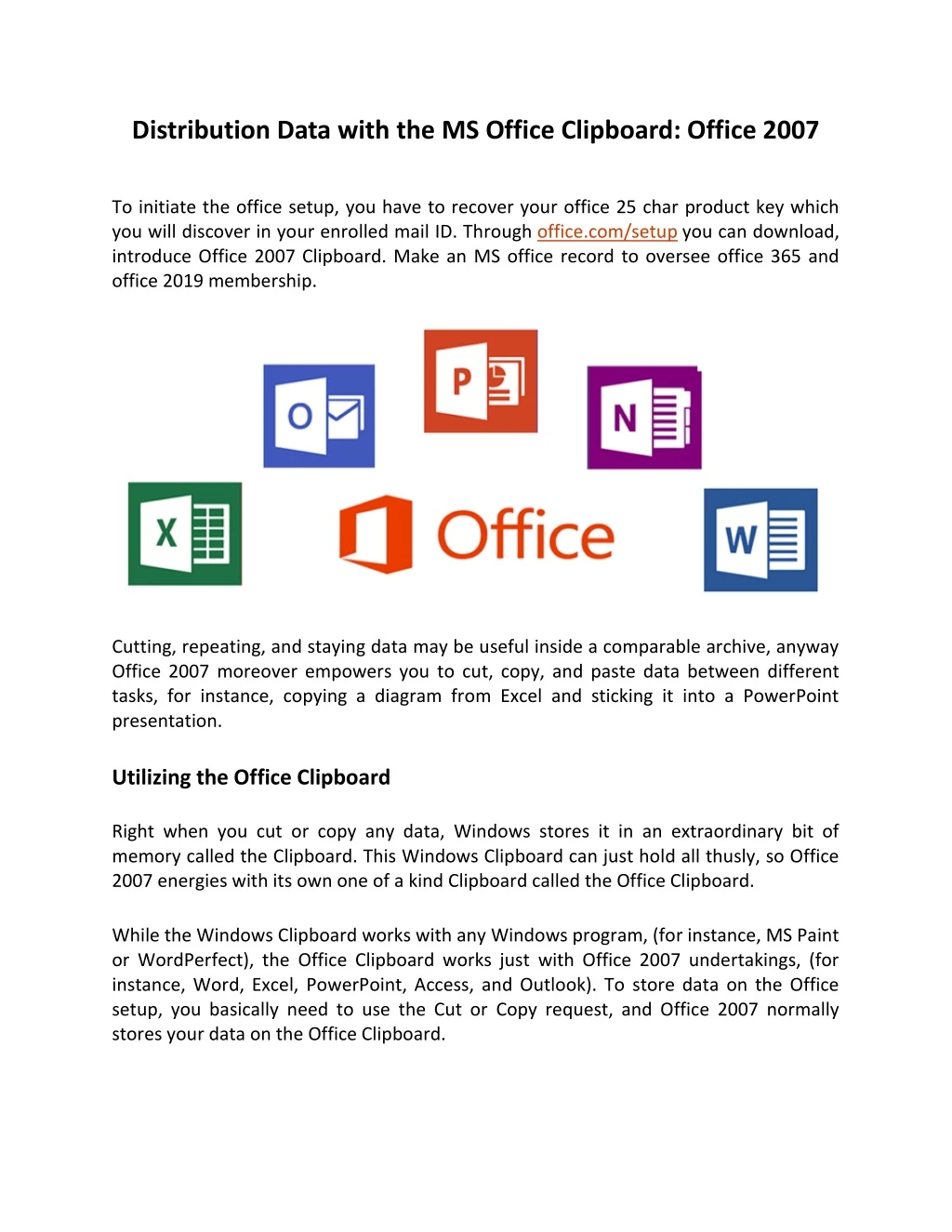 distribution data with the ms office clipboard