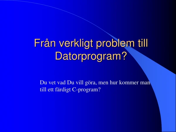 Från verkligt problem till Datorprogram?