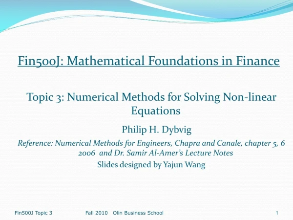 Fin500J: Mathematical Foundations in Finance
