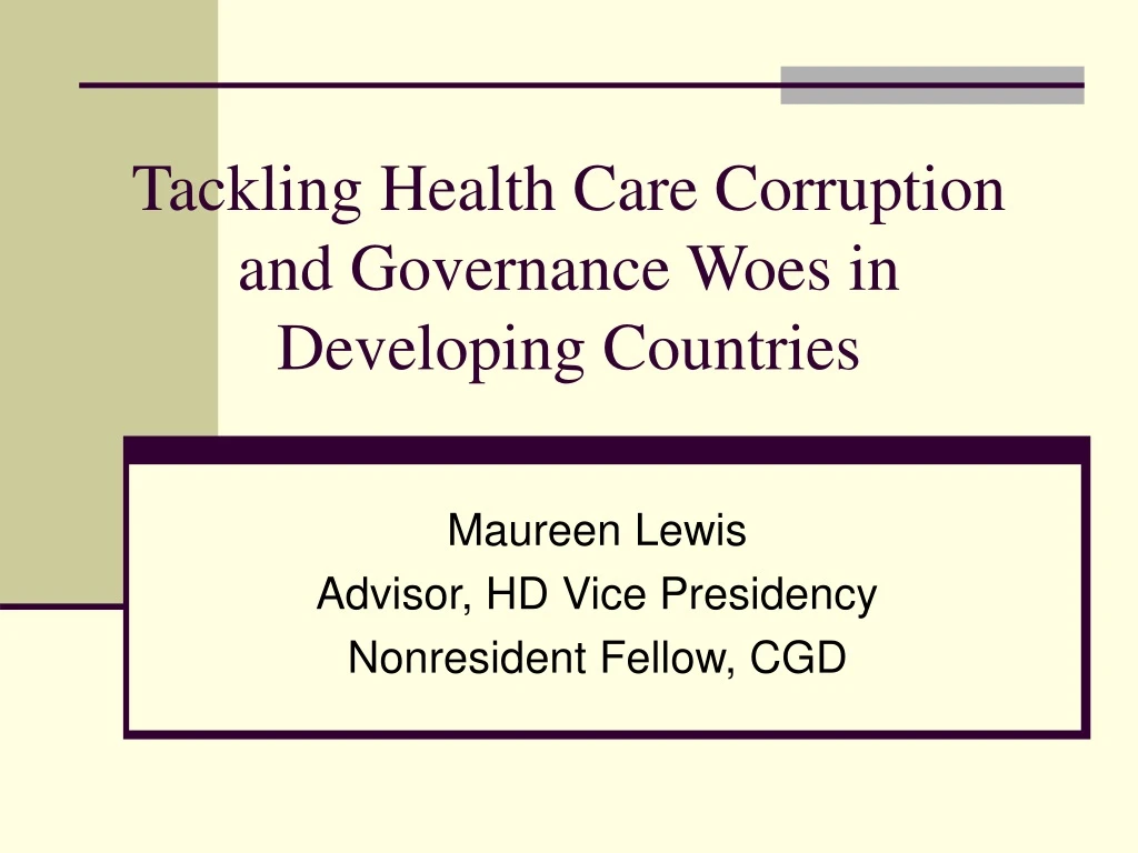 tackling health care corruption and governance woes in developing countries