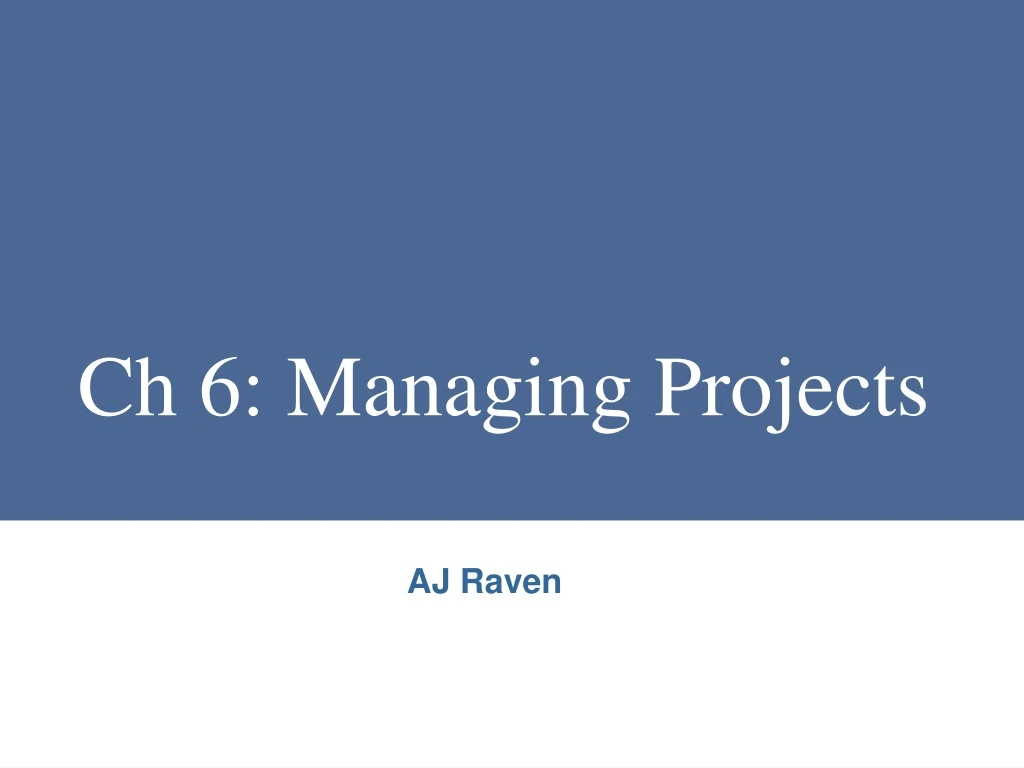 ch 6 managing projects