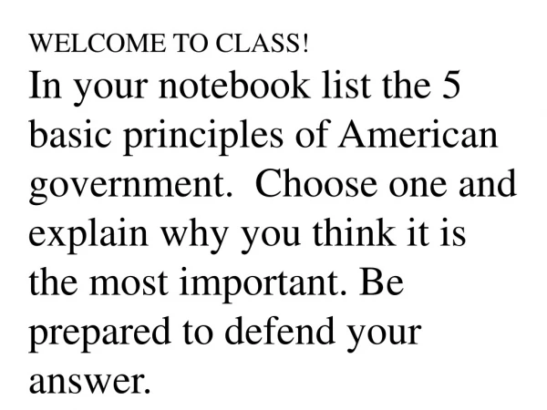 WELCOME TO CLASS!