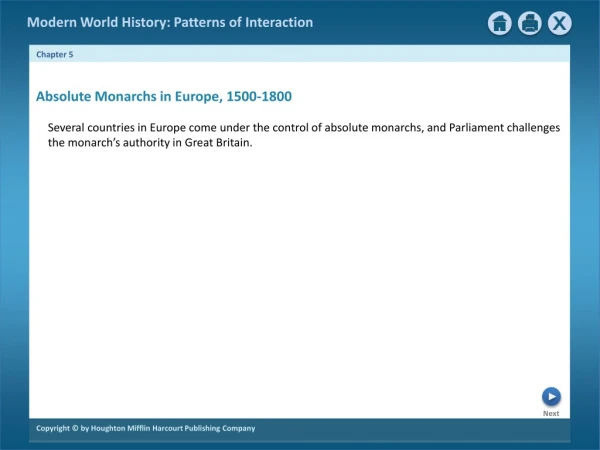 Absolute Monarchs in Europe, 1500-1800