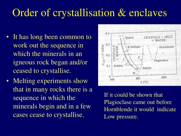 Order of crystallisation &amp; enclaves