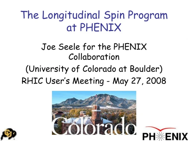 The Longitudinal Spin Program at PHENIX