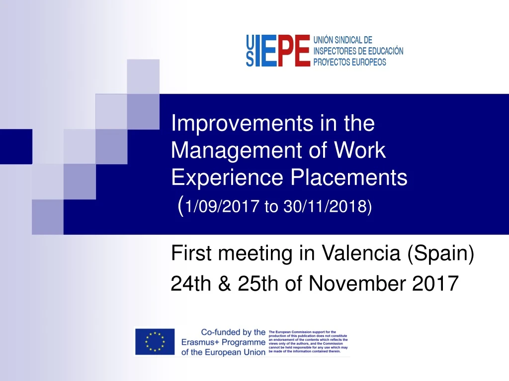 improvements in the management of work experience placements 1 09 2017 to 30 11 2018