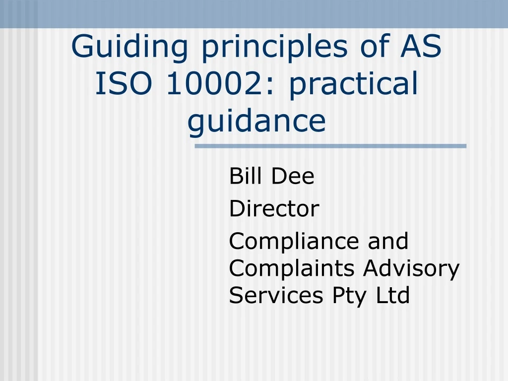guiding principles of as iso 10002 practical guidance