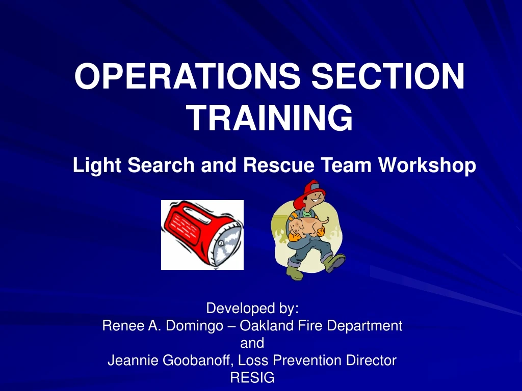 operations section training light search and rescue team workshop