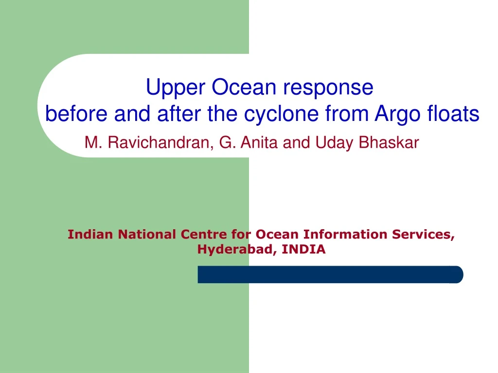 upper ocean response before and after the cyclone