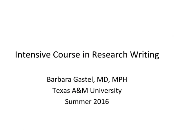 intensive course in research writing