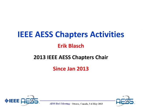 IEEE AESS Chapters Activities Erik Blasch 2013 IEEE AESS Chapters Chair Since Jan 2013