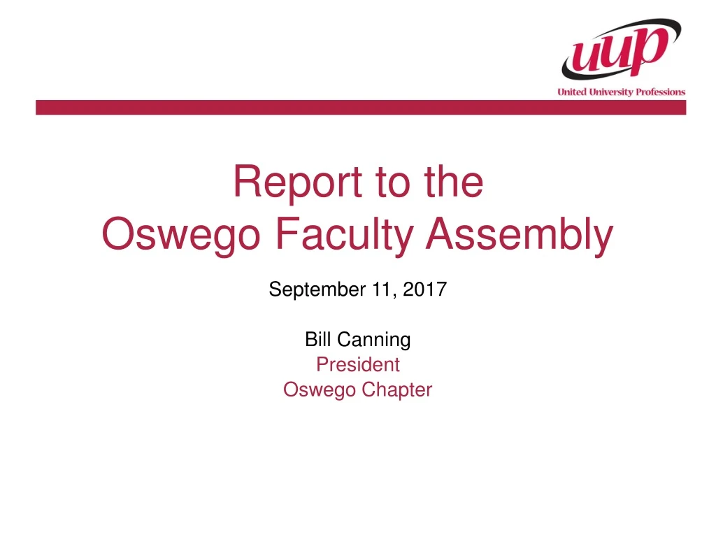 report to the oswego faculty assembly september