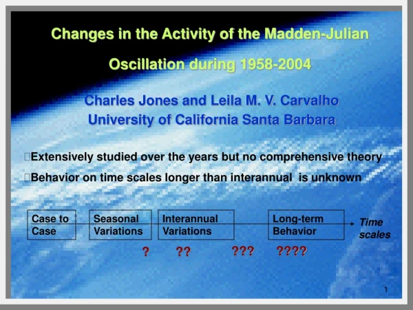 Charles Jones and Leila M. V. Carvalho University of California Santa Barbara
