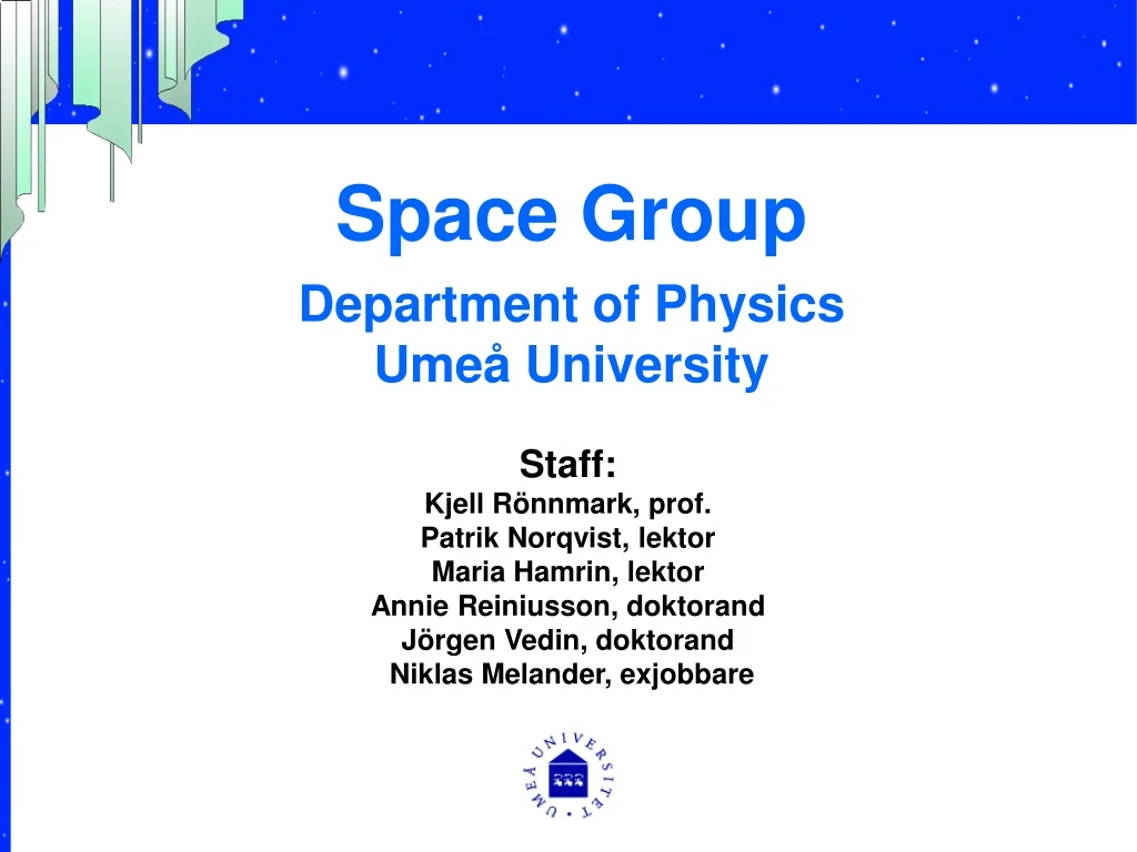 space group department of physics ume university