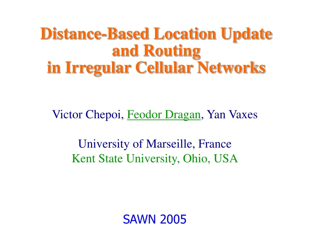 distance based location update and routing in irregular cellular networks