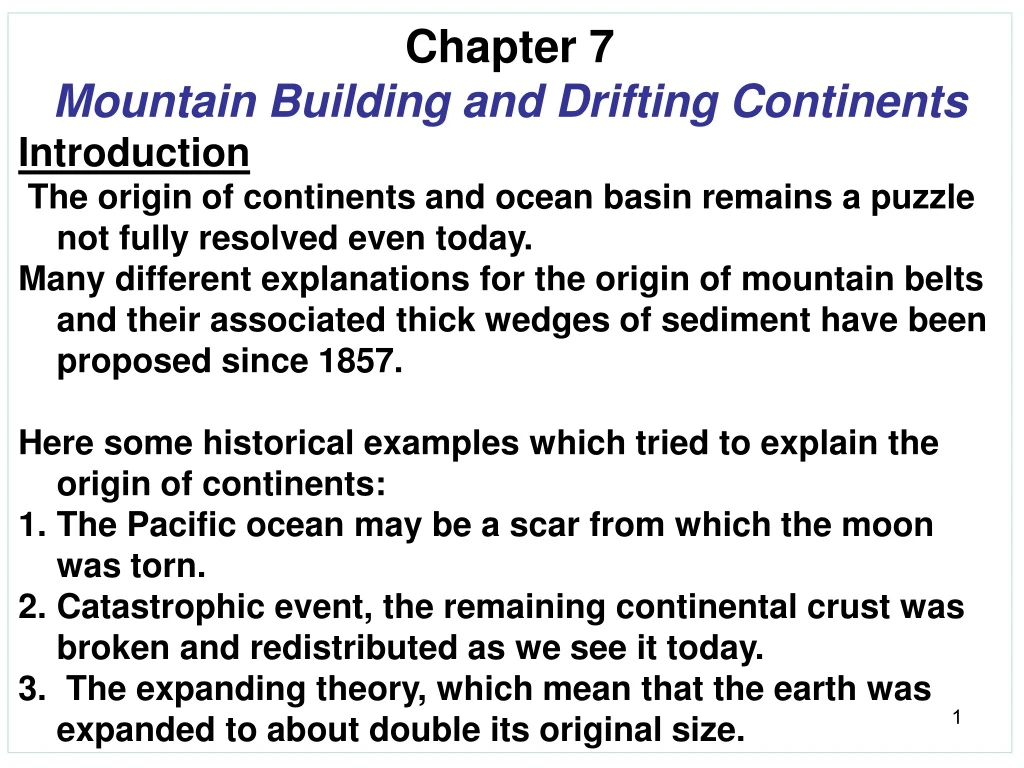 chapter 7 mountain building and drifting