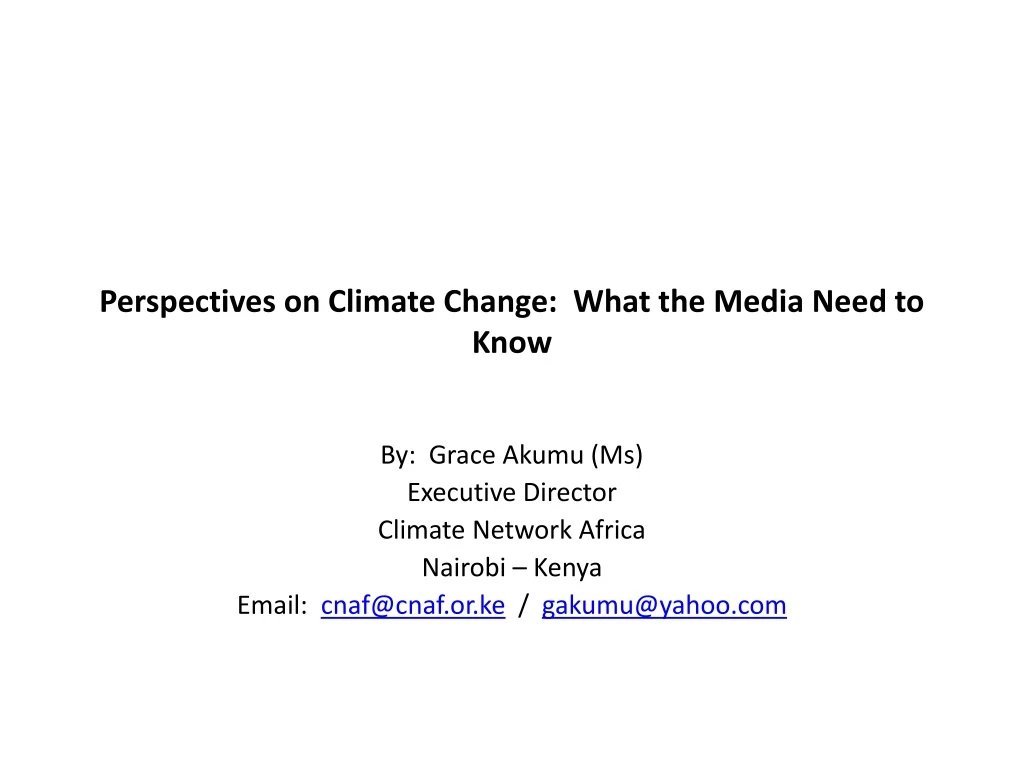 perspectives on climate change what the media need to know