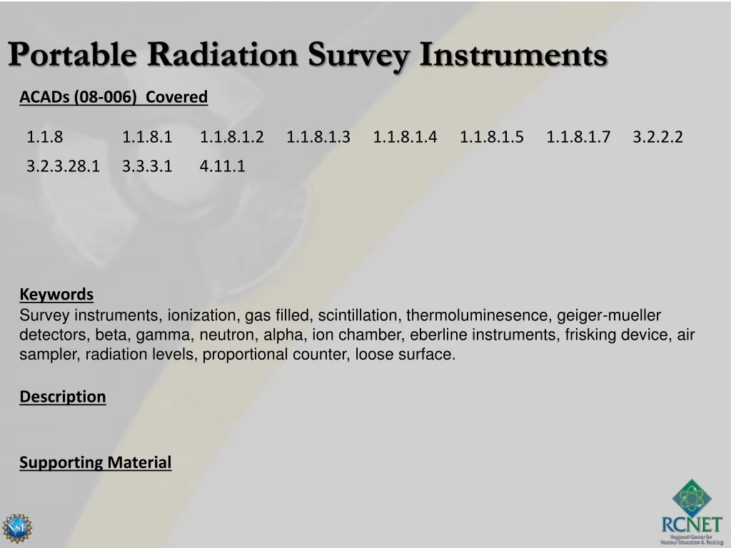 portable radiation survey instruments