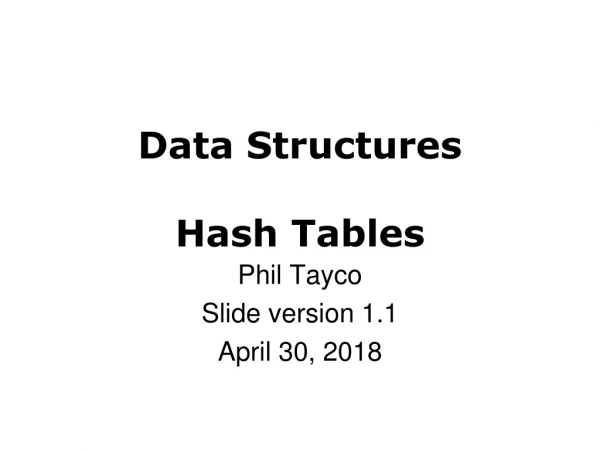 Data Structures Hash Tables