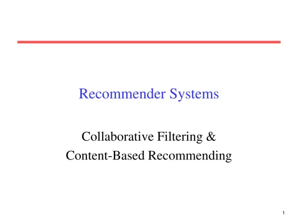 Recommender Systems