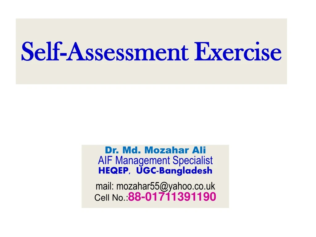 self assessment exercise