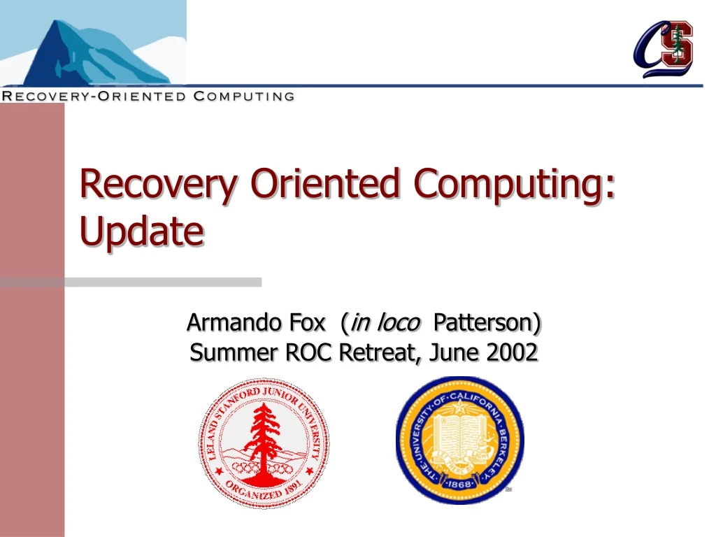 recovery oriented computing update