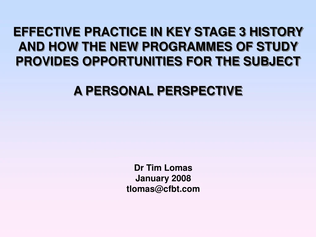 effective practice in key stage 3 history