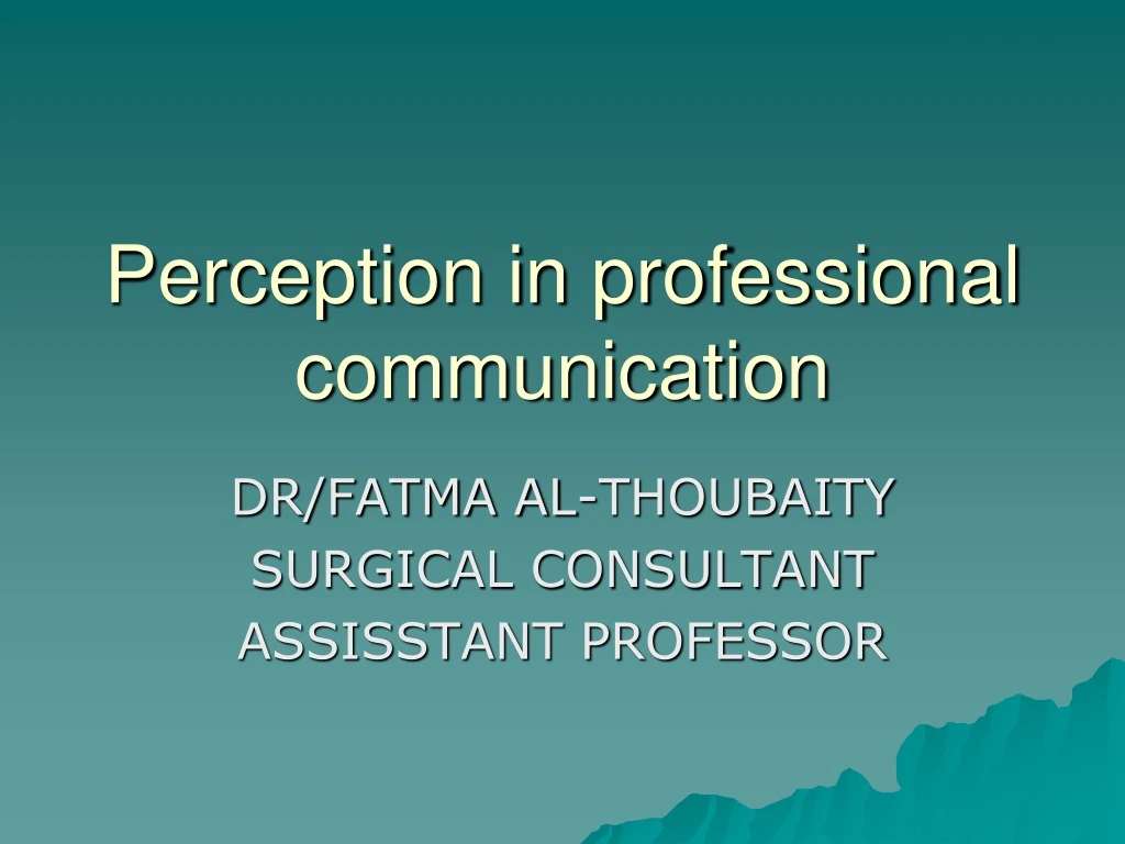 perception in professional communication