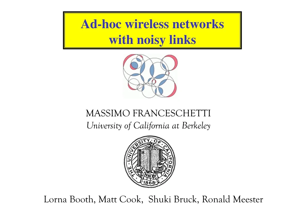 ad hoc wireless networks with noisy links