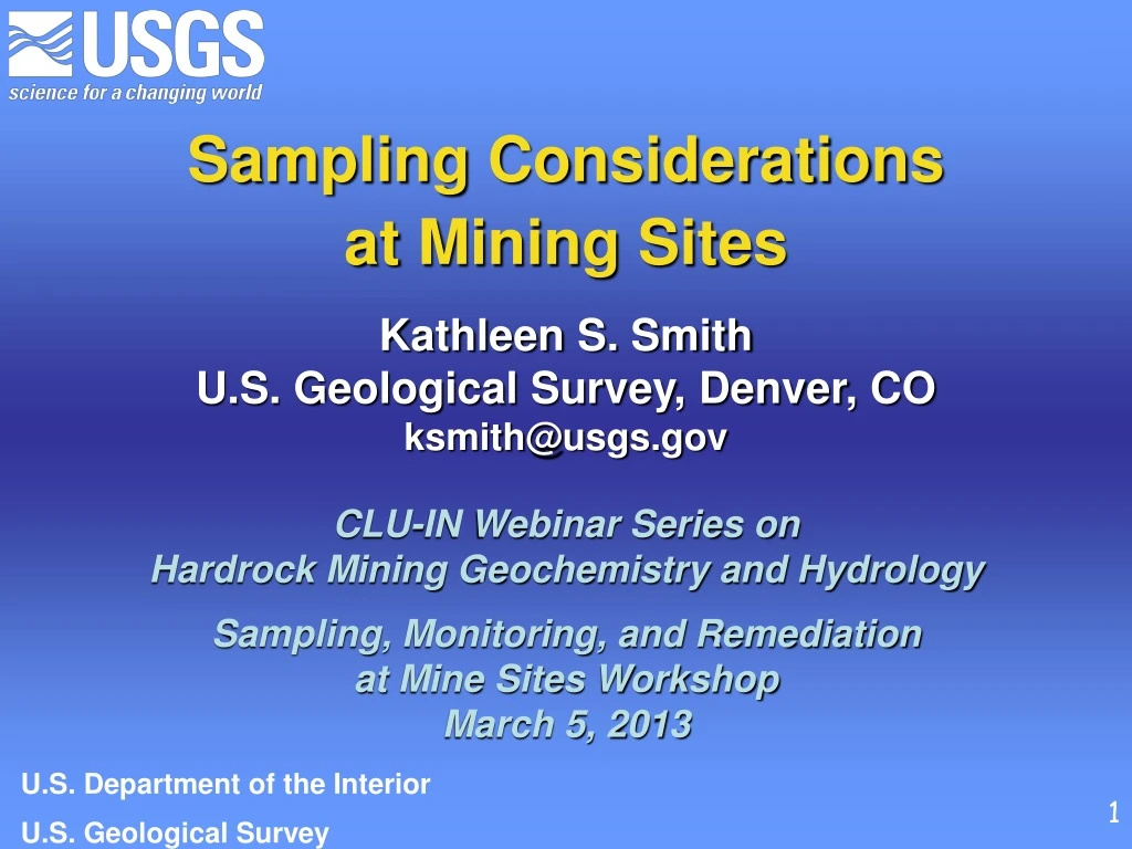 sampling considerations at mining sites