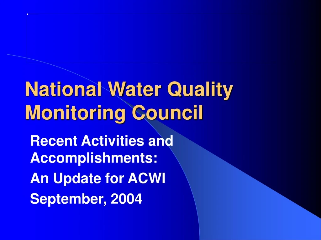 national water quality monitoring council
