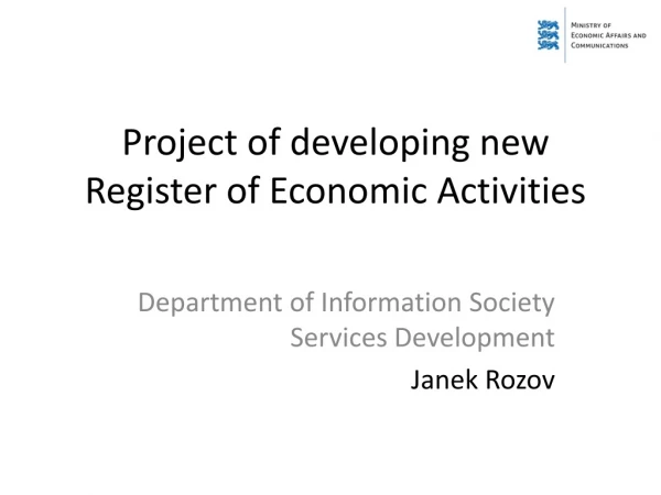 Project of developing new Register of Economic Activities