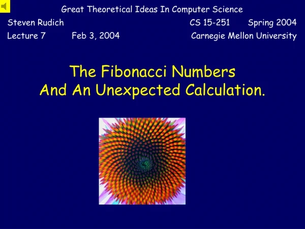 The Fibonacci Numbers  And An Unexpected Calculation.