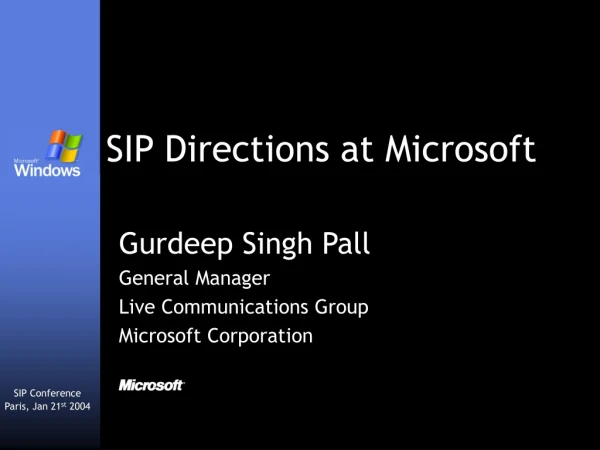 SIP Directions at Microsoft