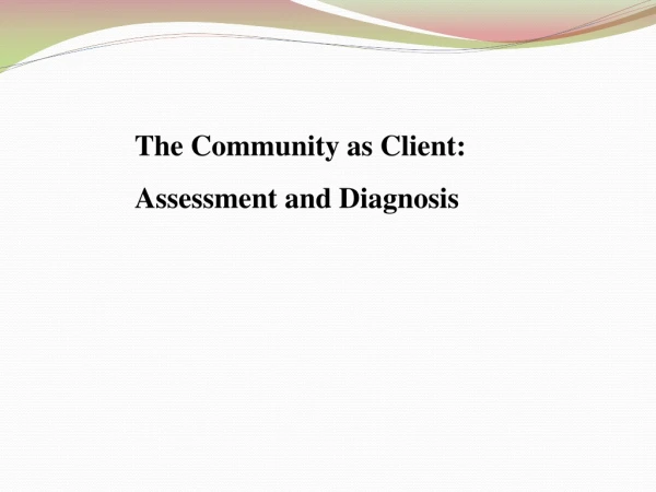 The Community as Client: Assessment and Diagnosis