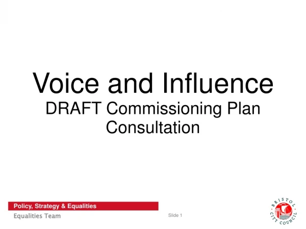 Voice and Influence DRAFT Commissioning Plan Consultation