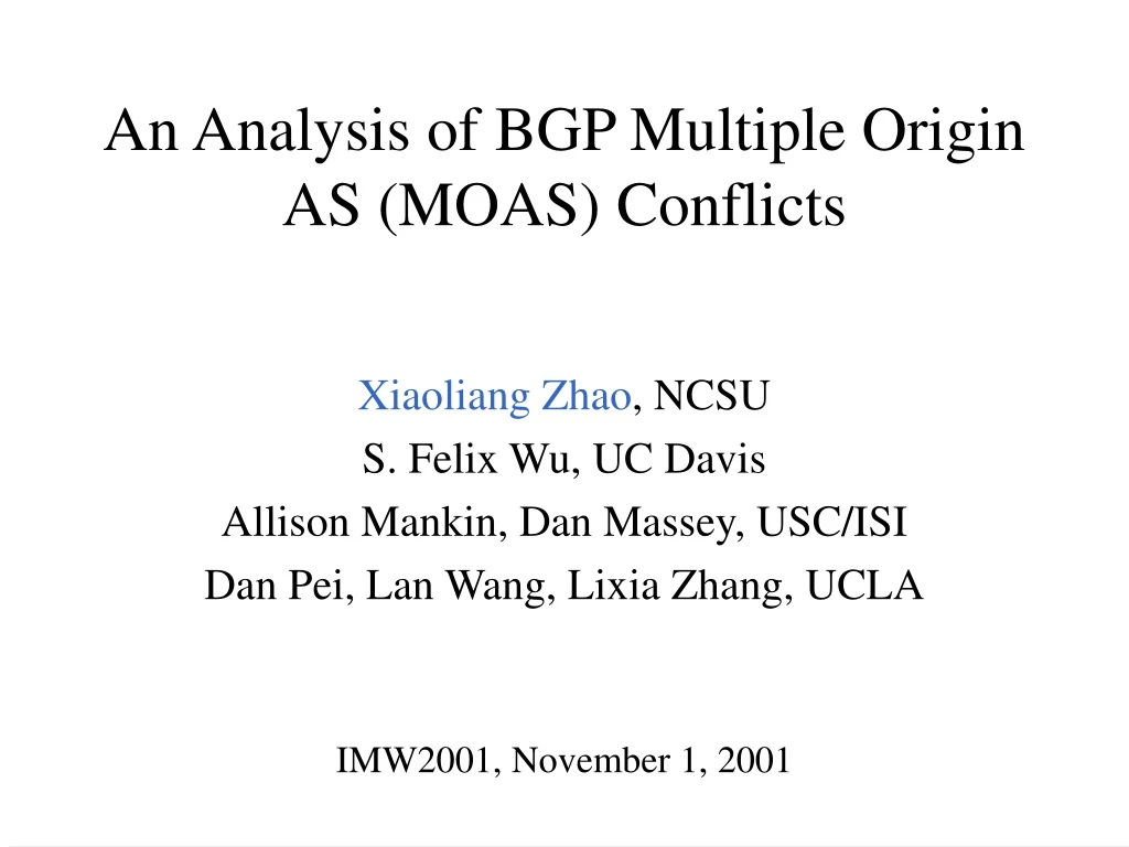 an analysis of bgp multiple origin as moas conflicts