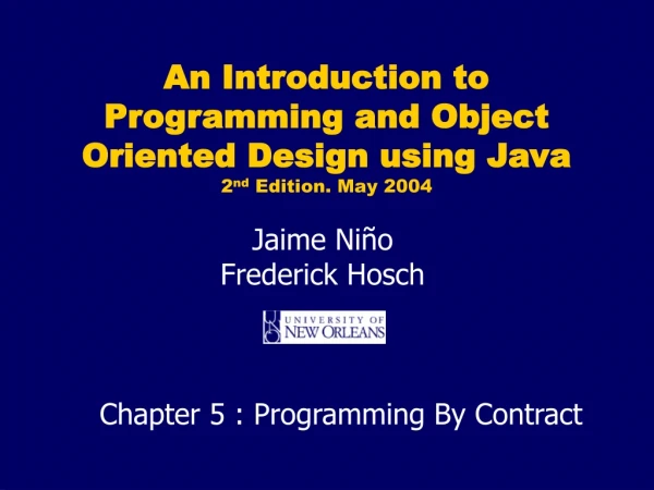 Chapter 5 : Programming By Contract