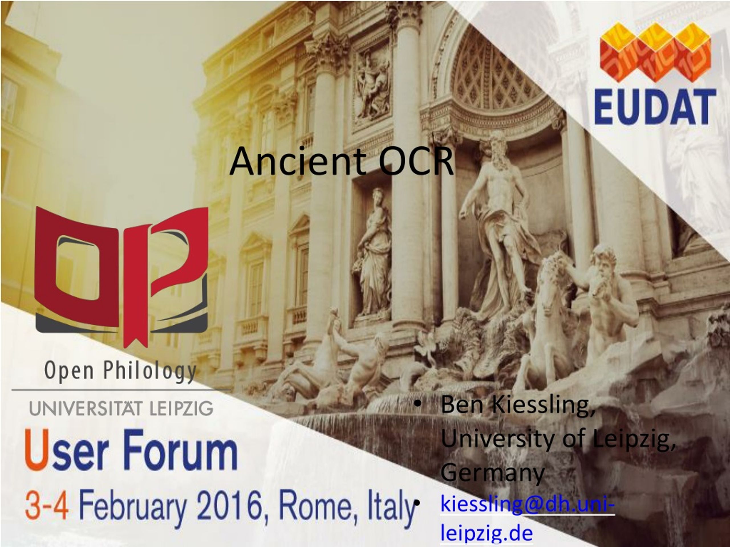 EUDAT: Enabling High-Quality Digital Editions of Ancient Works - slide 1