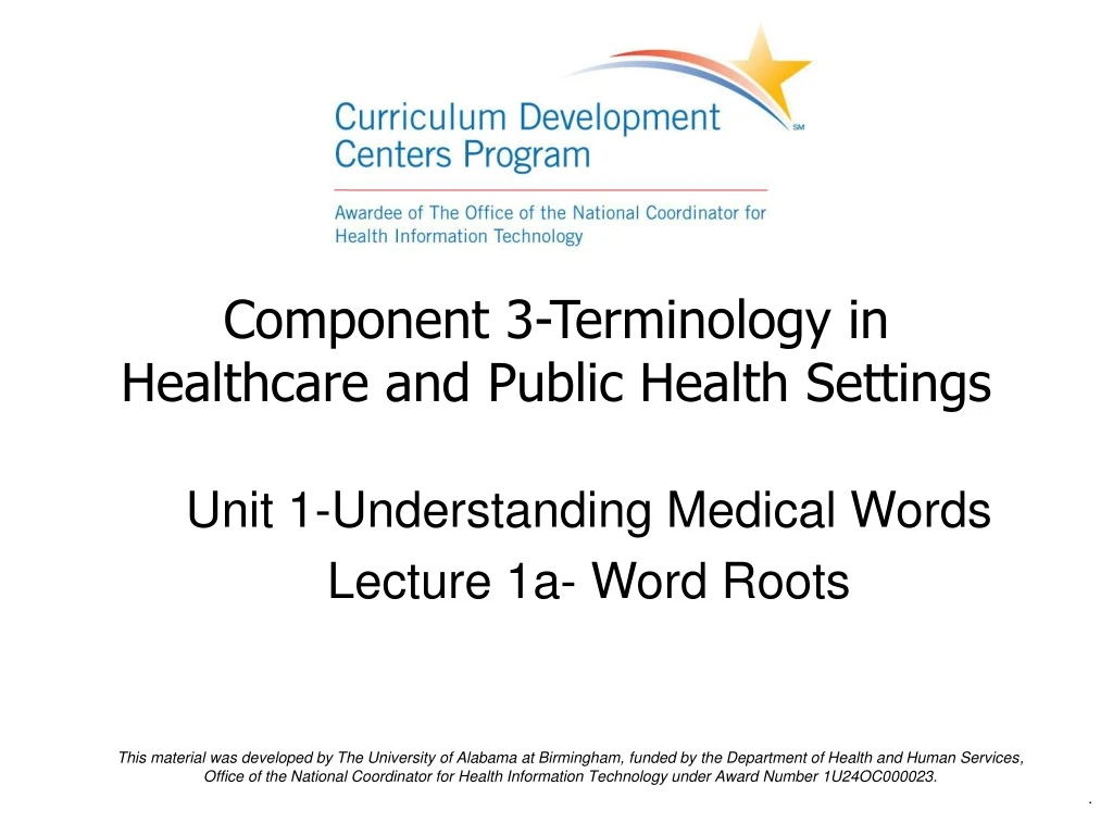 component 3 terminology in healthcare and public health settings