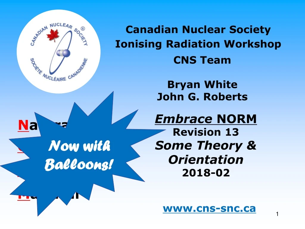 canadian nuclear society ionising radiation workshop