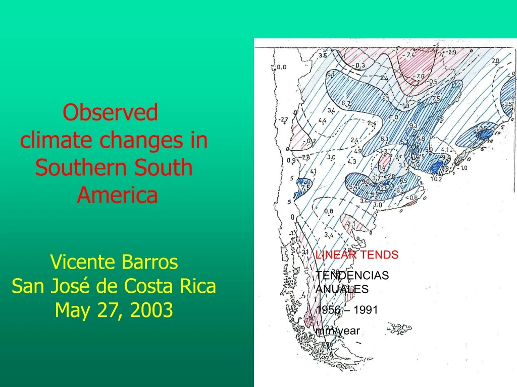 observed c limate changes in southern south