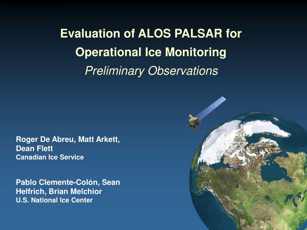 evaluation of alos palsar for operational
