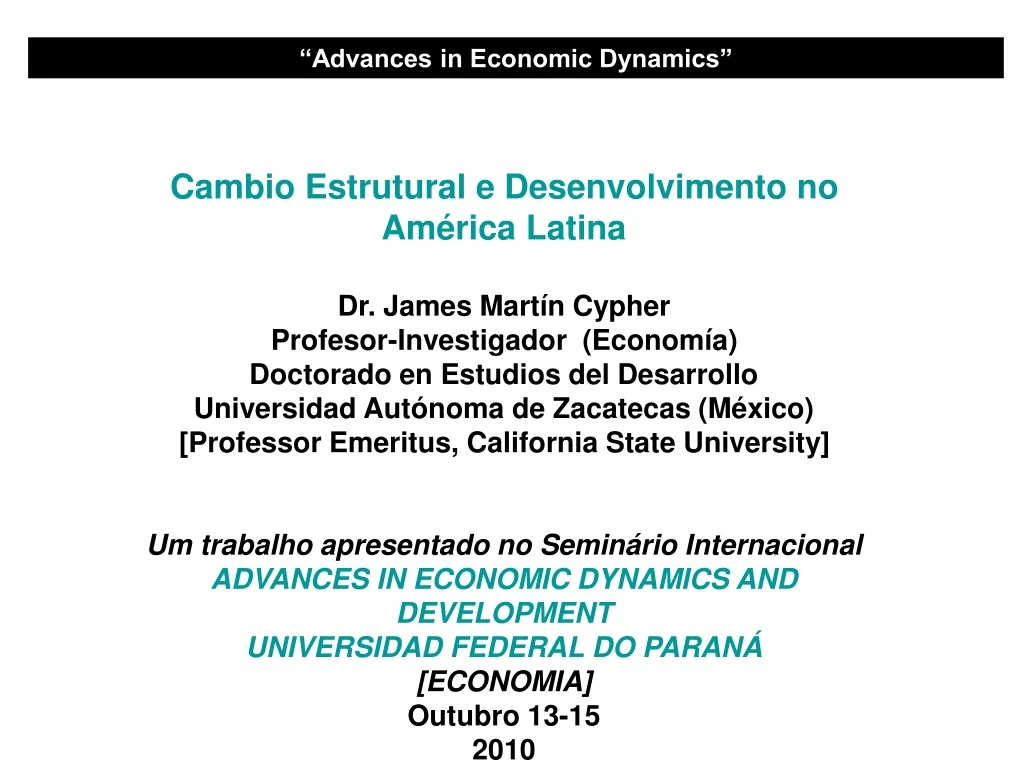 advances in economic dynamics