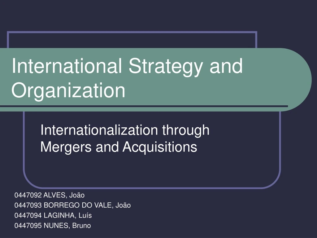 international strategy and organization