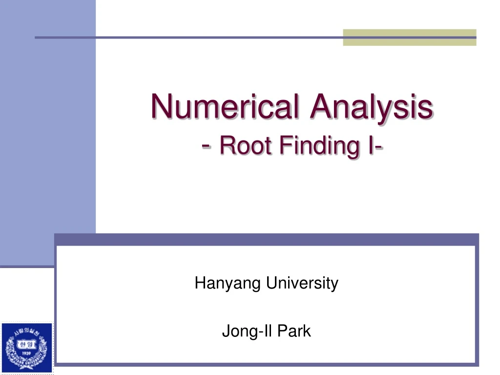 numerical analysis root finding i