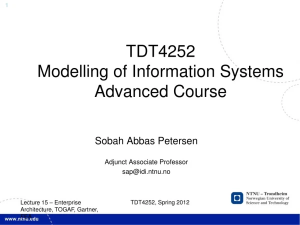 TDT4252 Modelling of Information Systems Advanced Course