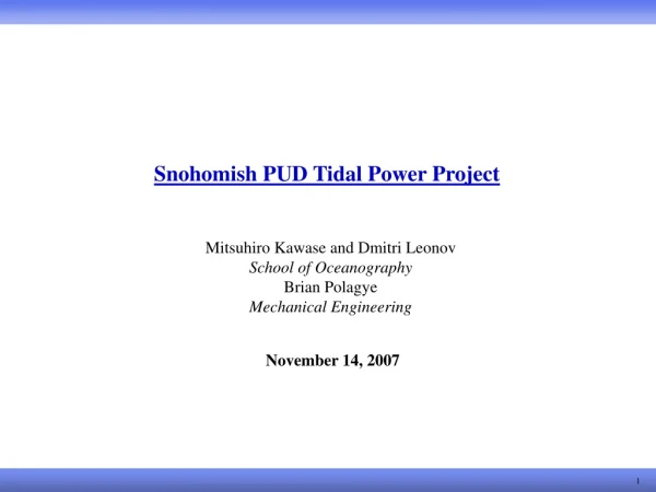 Snohomish PUD Tidal Power Project