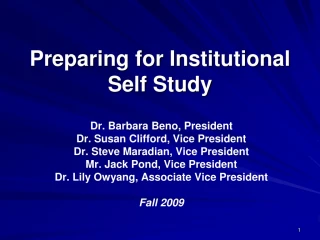 Preparing for Institutional Self Study